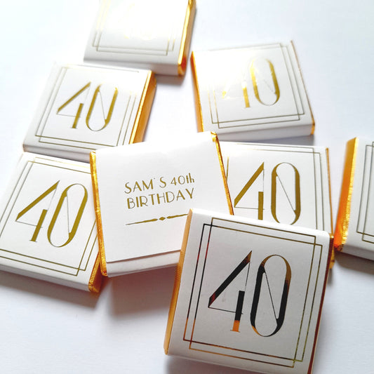 Milestone Birthday Chocolate Favours – Personalised Number Design (Pack of 25)