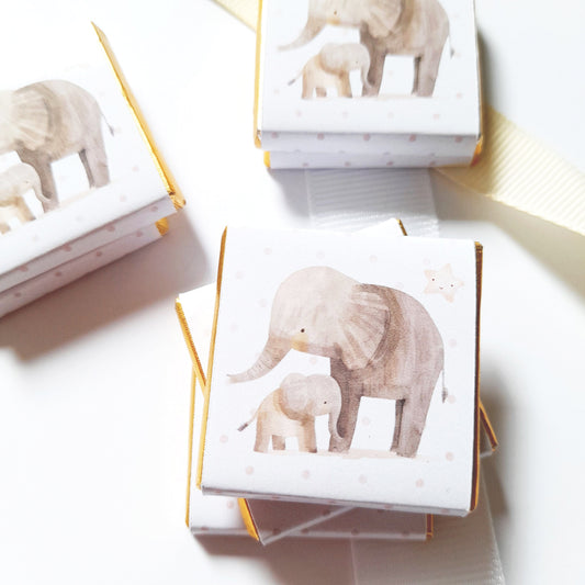 Mama Elephant Baby Shower Favours – Personalised Chocolates (Pack of 25)