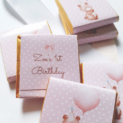 Personalised 1st Birthday Baby Bear Chocolate Favours  ( Pack of 25)