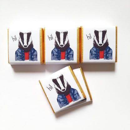 Chic Badger Birthday Chocolate Favours (Pack of 25)