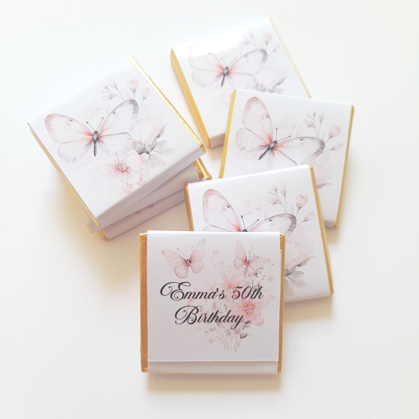 Personalised Butterfly Birthday Favours – Pack of 25 Guest Chocolates