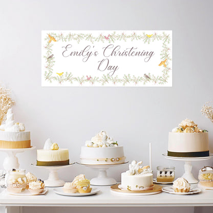 Custom Christening Banner for Girls – Little Birds Design
