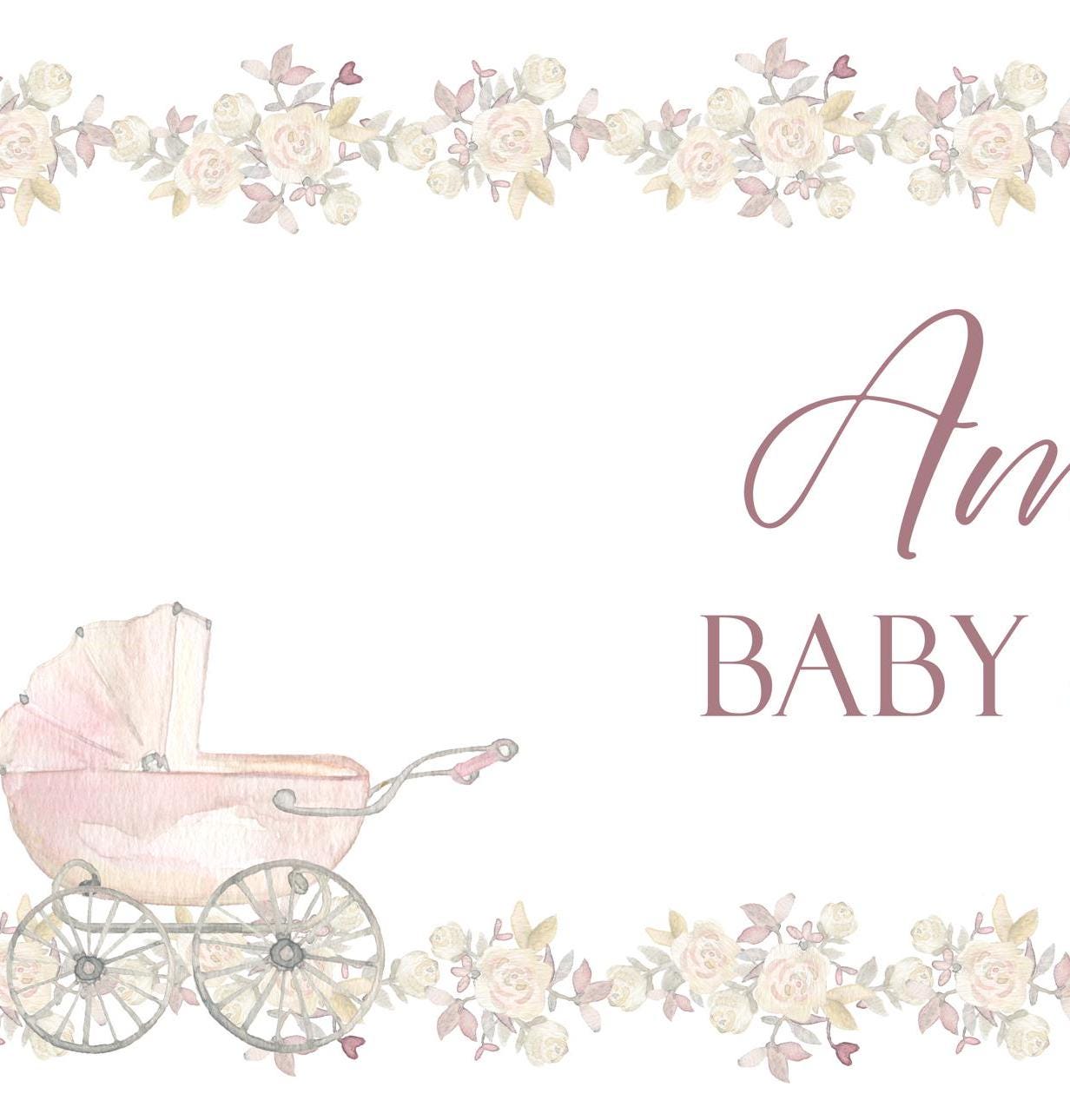 Personalised Girl Baby Shower Banner – Luxury Satin Paper Decoration