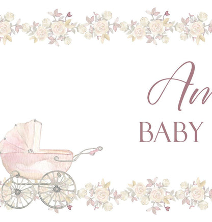 Personalised Girl Baby Shower Banner – Luxury Satin Paper Decoration