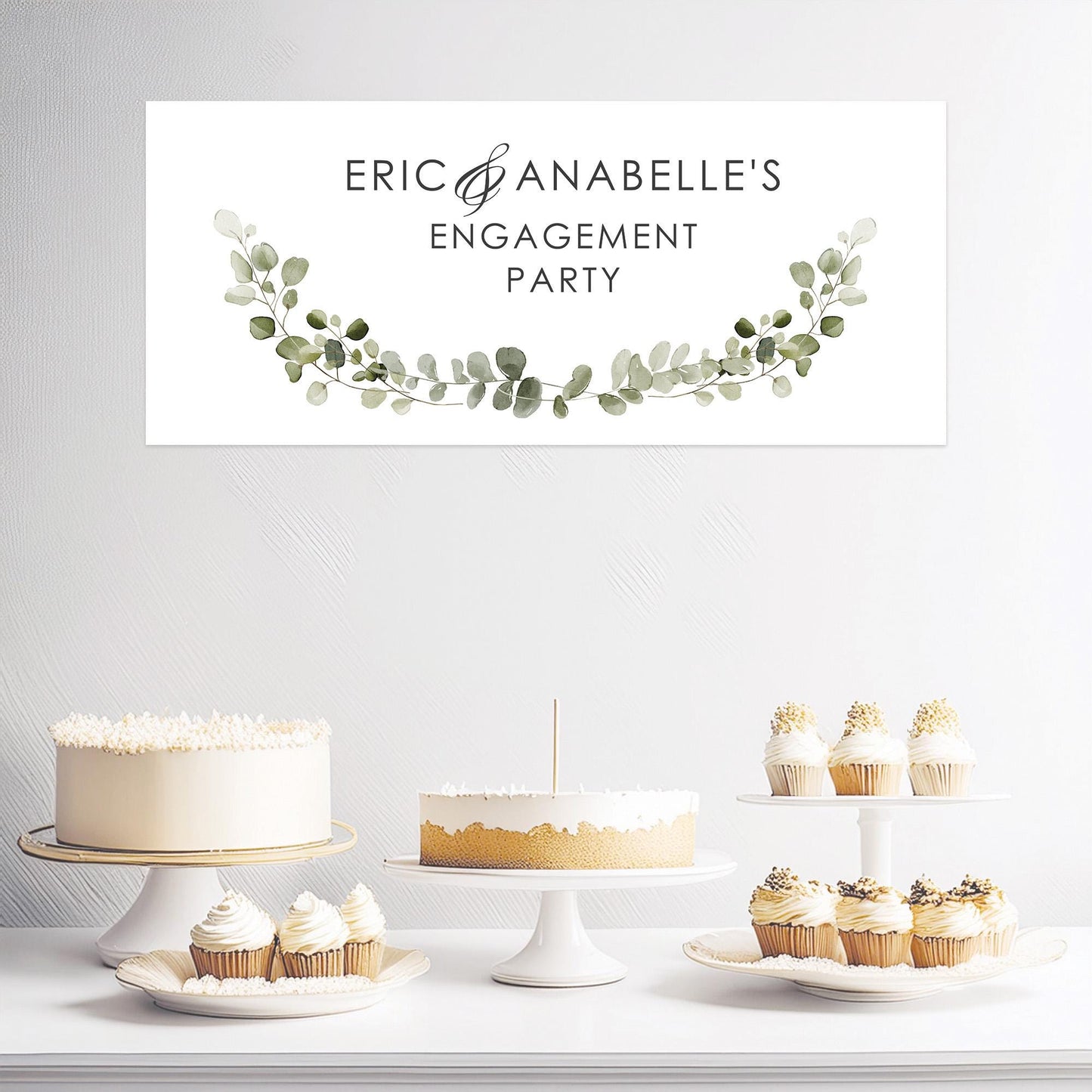 Personalised Engagement Banner – Green Botanical Design