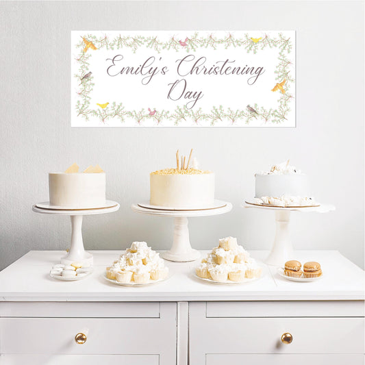 Custom Christening Banner for Girls – Little Birds Design