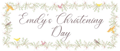 Custom Christening Banner for Girls – Little Birds Design