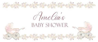 Personalised Girl Baby Shower Banner – Luxury Satin Paper Decoration
