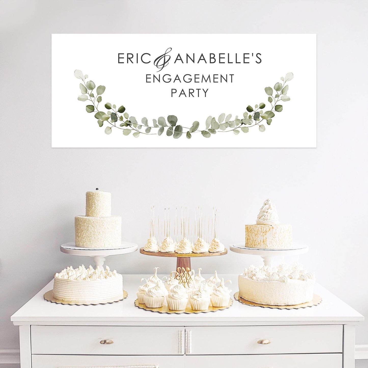 Personalised Engagement Banner – Green Botanical Design