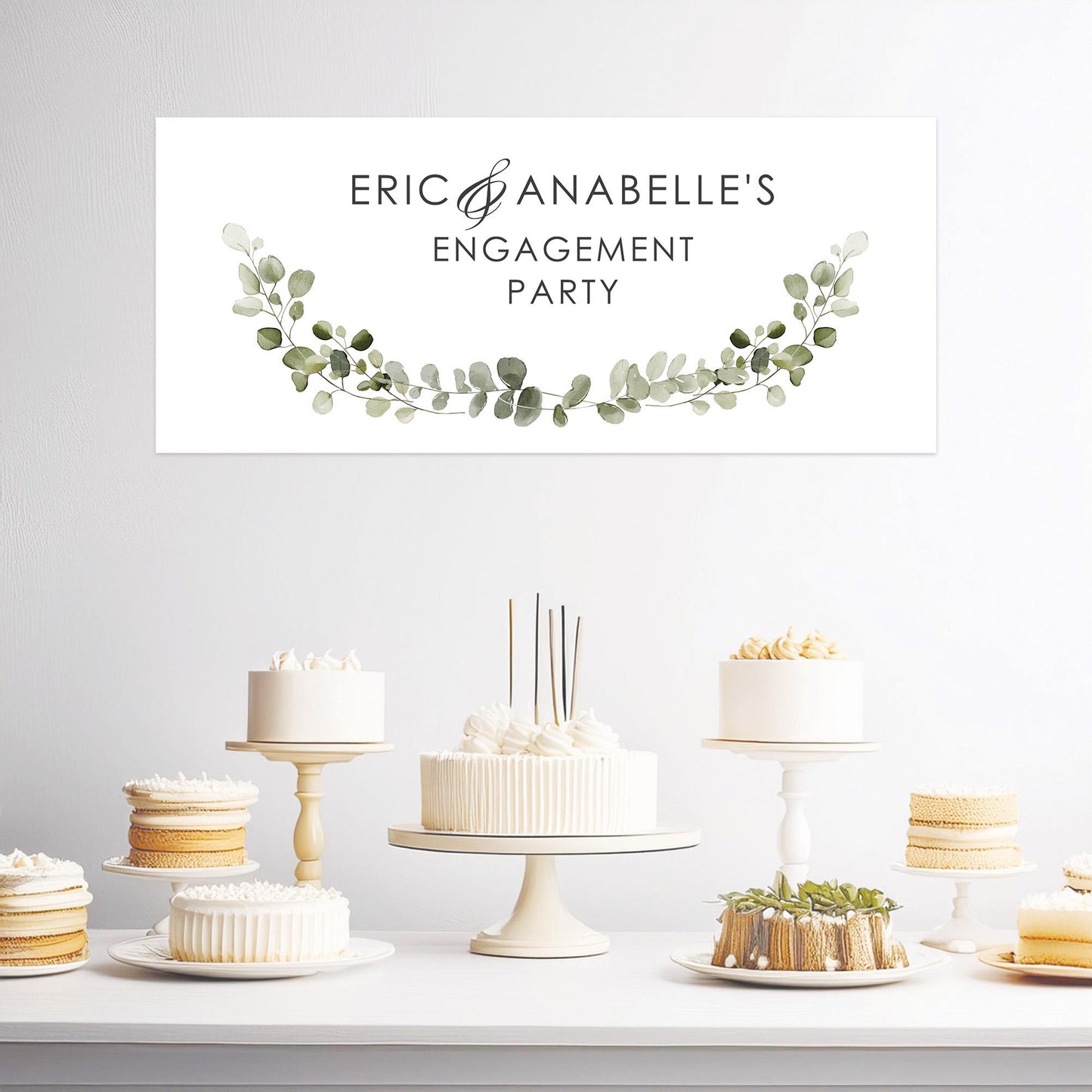 Personalised Engagement Banner – Green Botanical Design