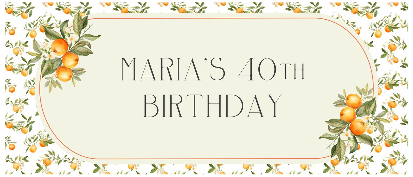Personalised Mediterranean Oranges Birthday Banner