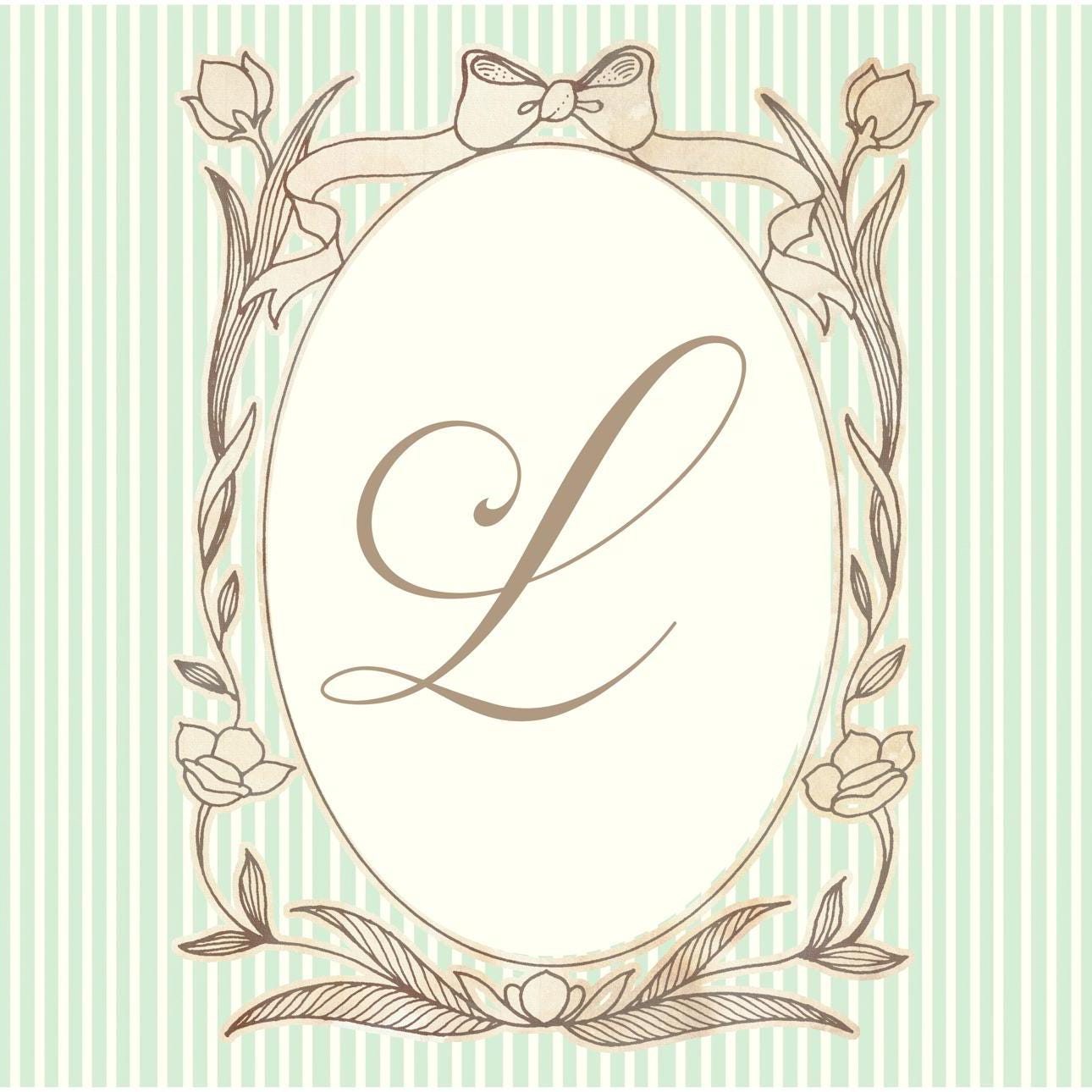 Personalised French-Style Birthday Banner – Soft Green Stripes & Monogram