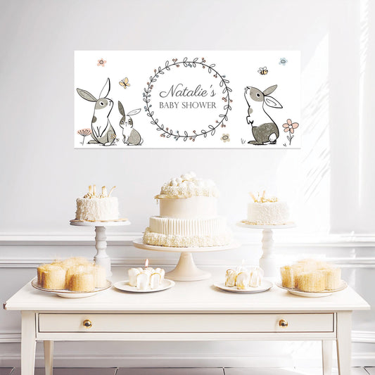 Custom Bunny Baby Shower Banner – Personalised Rabbit Design