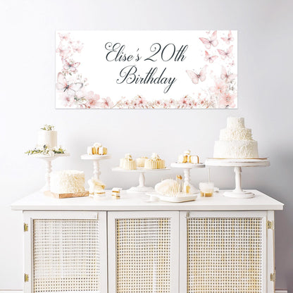Personalised Butterfly and Blossom Birthday Banner