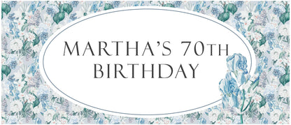 Elegant Custom Blue Floral Birthday Banner