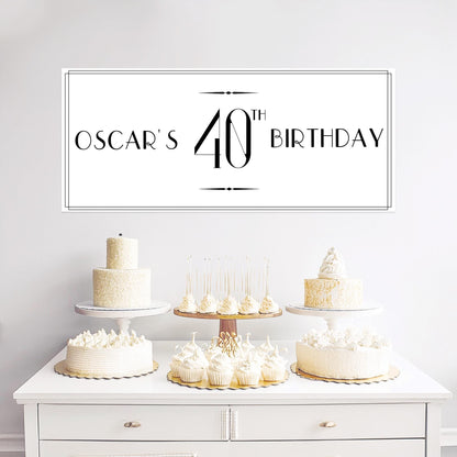 Personalised Black and White Birthday Banner