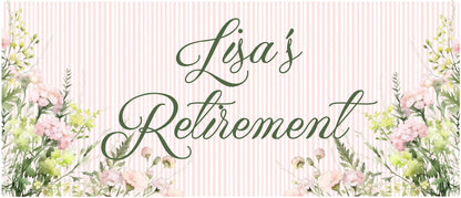 Personalised Retirement Party Banner – Pink Floral Design