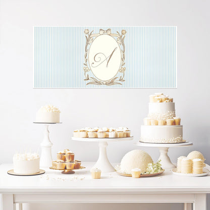 Personalised Pastel Blue Striped Monogram Banner – French Style Party Decoration
