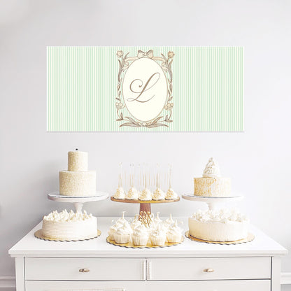 Personalised French-Style Birthday Banner – Soft Green Stripes & Monogram