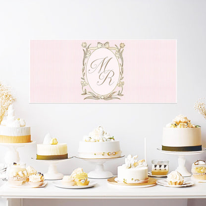 Personalised Pink Striped Monogram Banner – French Style Party Decoration