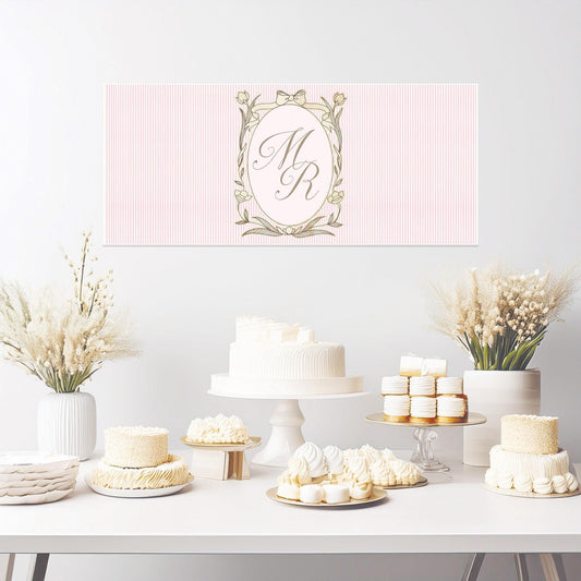 Personalised Pink Striped Monogram Banner – French Style Party Decoration