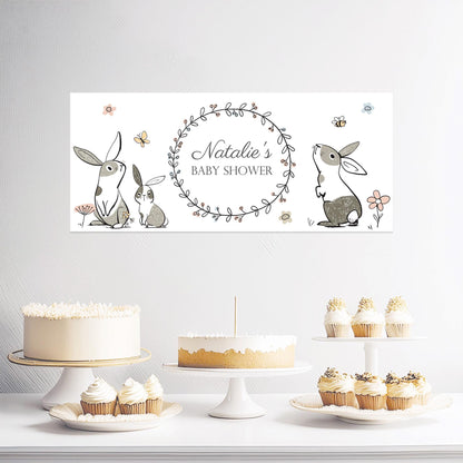 Custom Bunny Baby Shower Banner – Personalised Rabbit Design