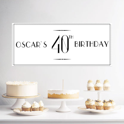 Personalised Black and White Birthday Banner