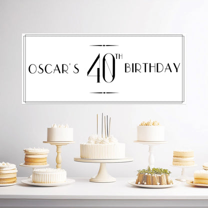 Personalised Black and White Birthday Banner