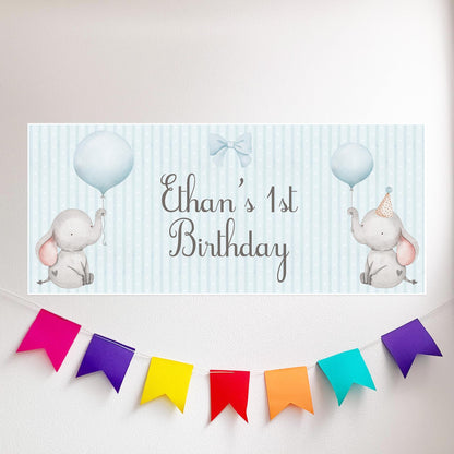 Custom Baby Elephant 1st Birthday Banner