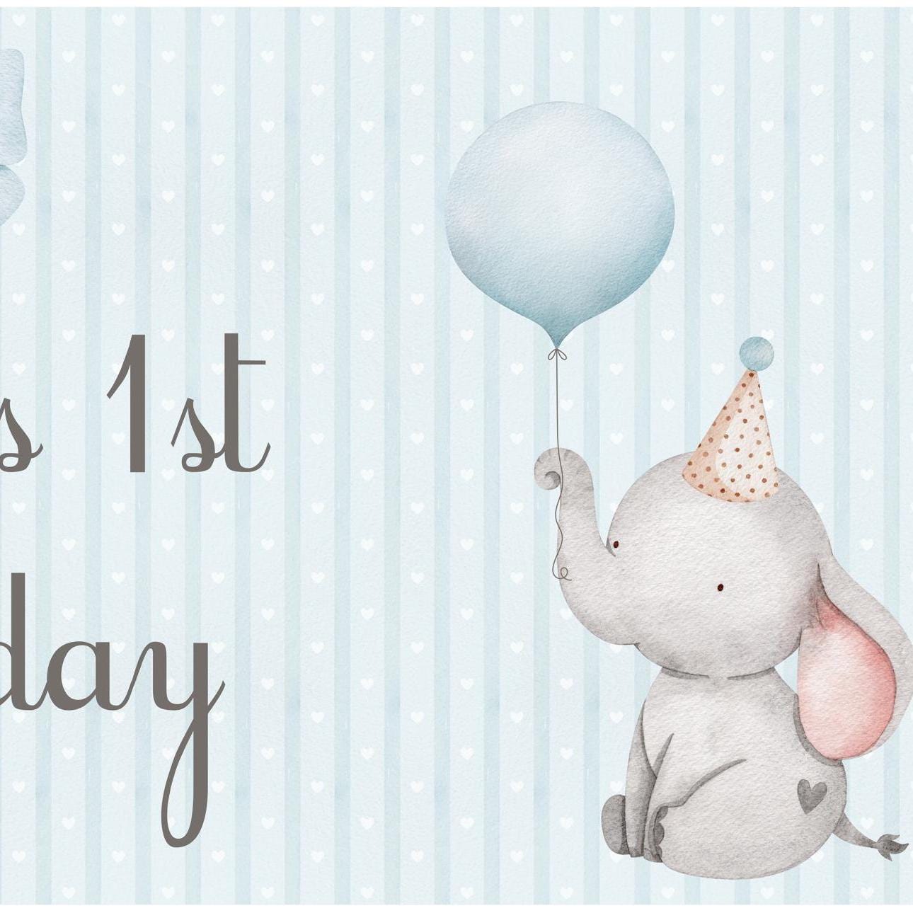 Custom Baby Elephant 1st Birthday Banner
