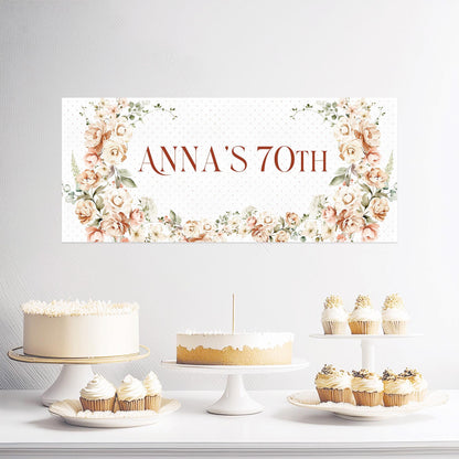 Elegant Milestone Floral Birthday Banner