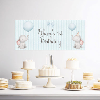 Custom Baby Elephant 1st Birthday Banner