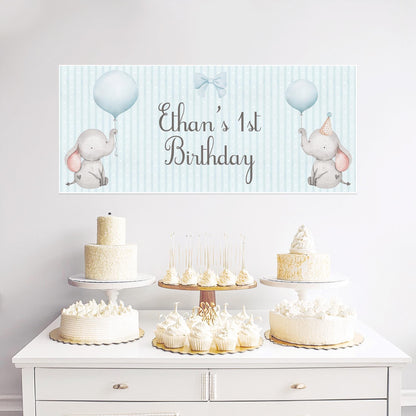 Custom Baby Elephant 1st Birthday Banner