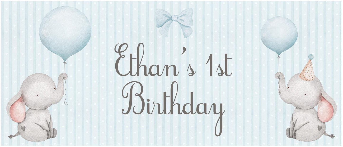 Custom Baby Elephant 1st Birthday Banner