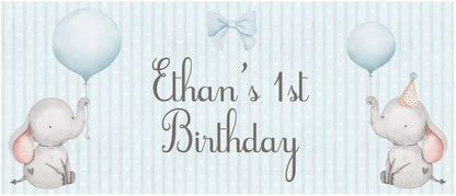 Custom Baby Elephant 1st Birthday Banner