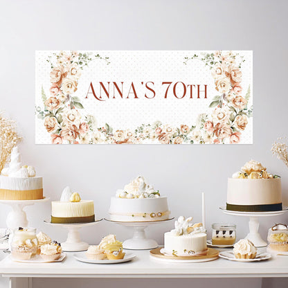 Elegant Milestone Floral Birthday Banner