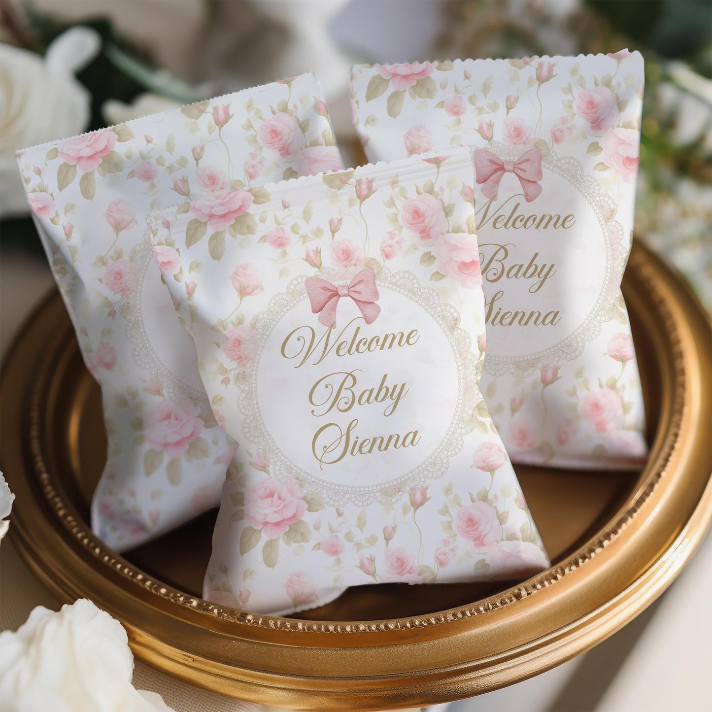 Personalised Welcome Baby Girl Party Bags (Set of 10)