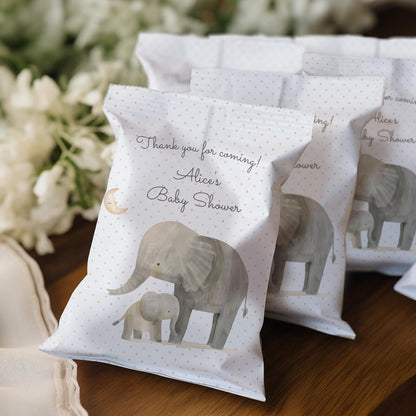 Elephant Baby Shower Treat Bags – Personalised Party Favours (Set of 10)