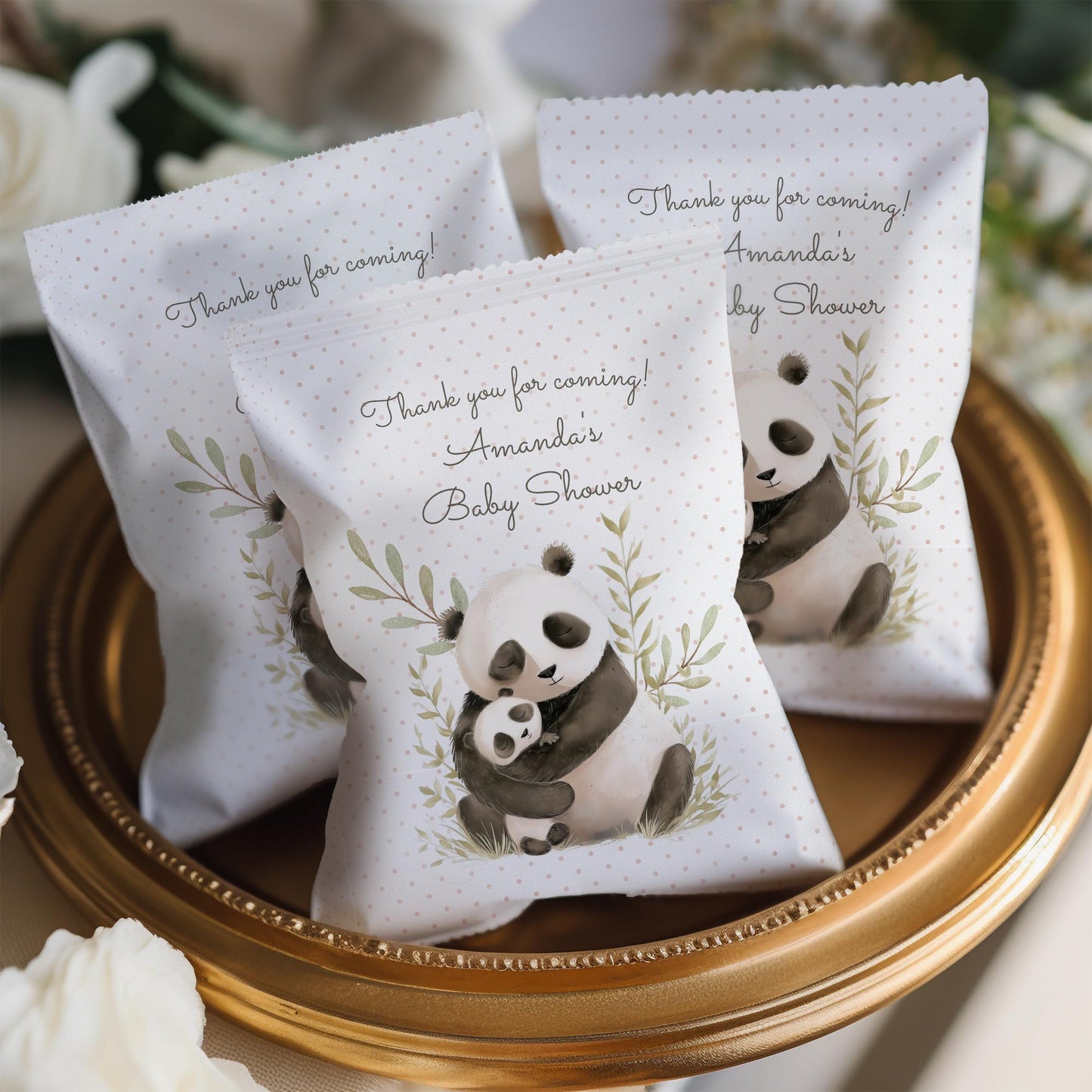 Personalised Mama Panda Baby Shower Party Bags (Pack of 10)