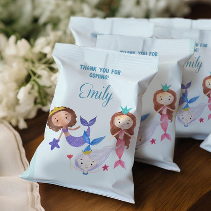 Personalised Mermaid Party Bags – Custom Birthday Treat Bags (Pack of 10)
