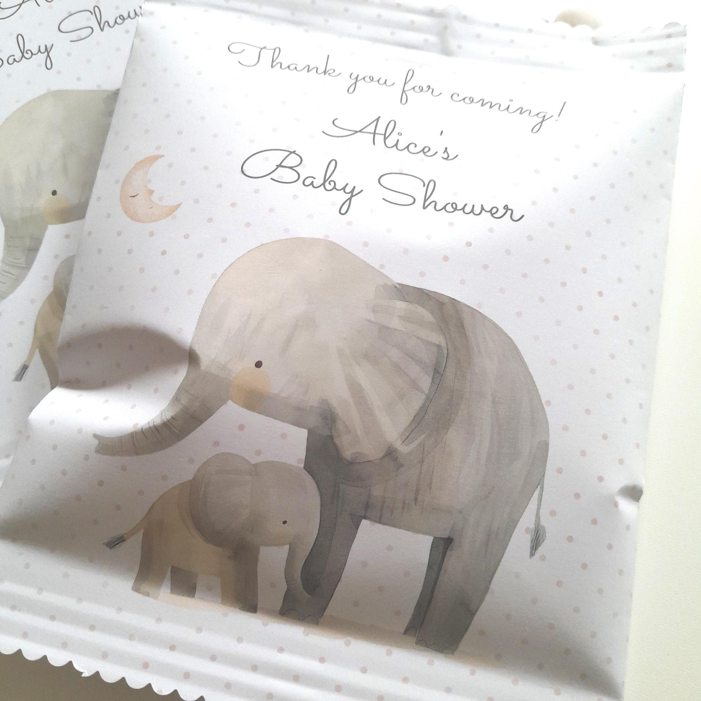 Elephant Baby Shower Treat Bags – Personalised Party Favours (Set of 10)