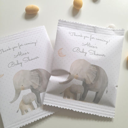 Elephant Baby Shower Treat Bags – Personalised Party Favours (Set of 10)