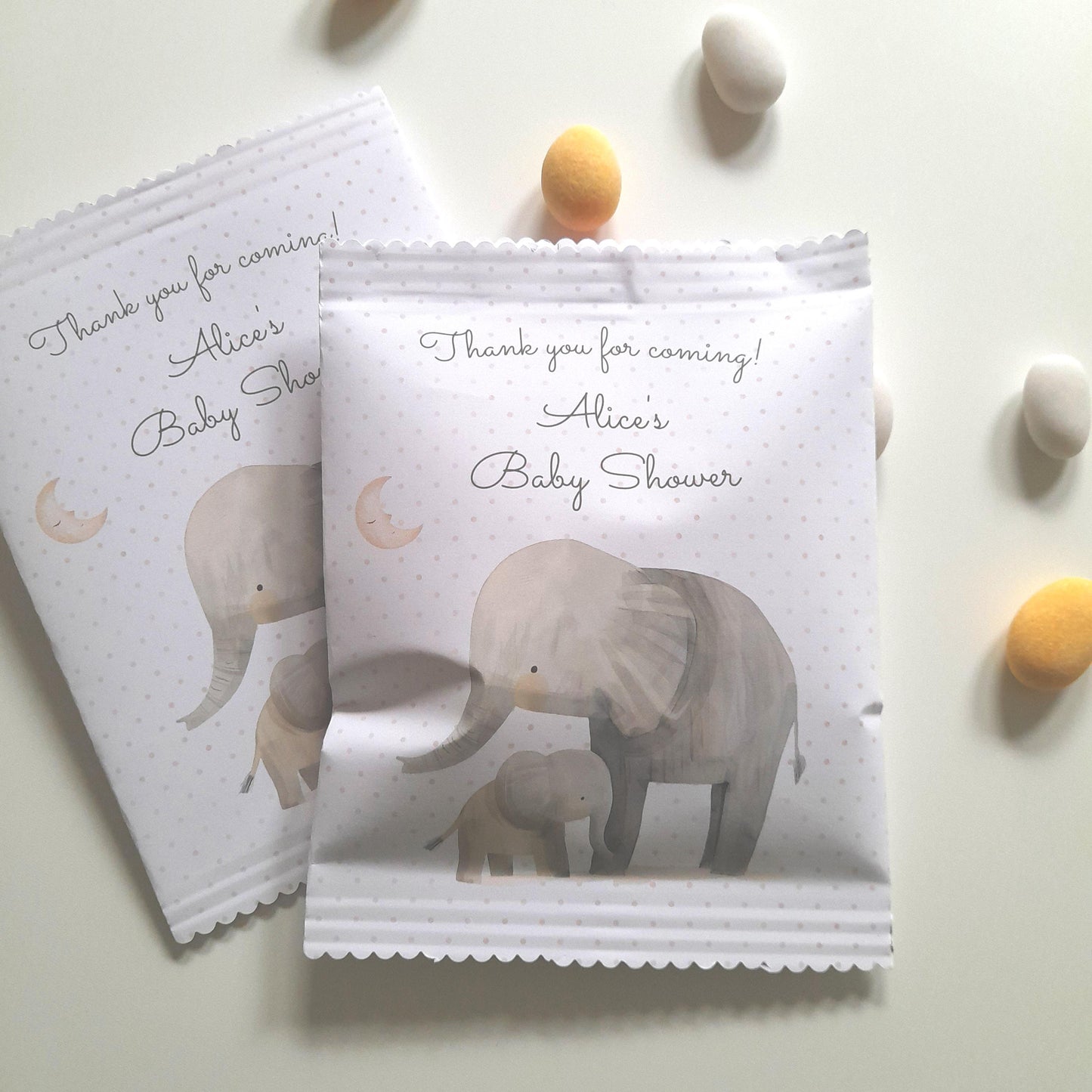  Elephant Baby Shower Treat Bags - Personalised Party Favours for baby shower favors and guest gifts and can be personalized.