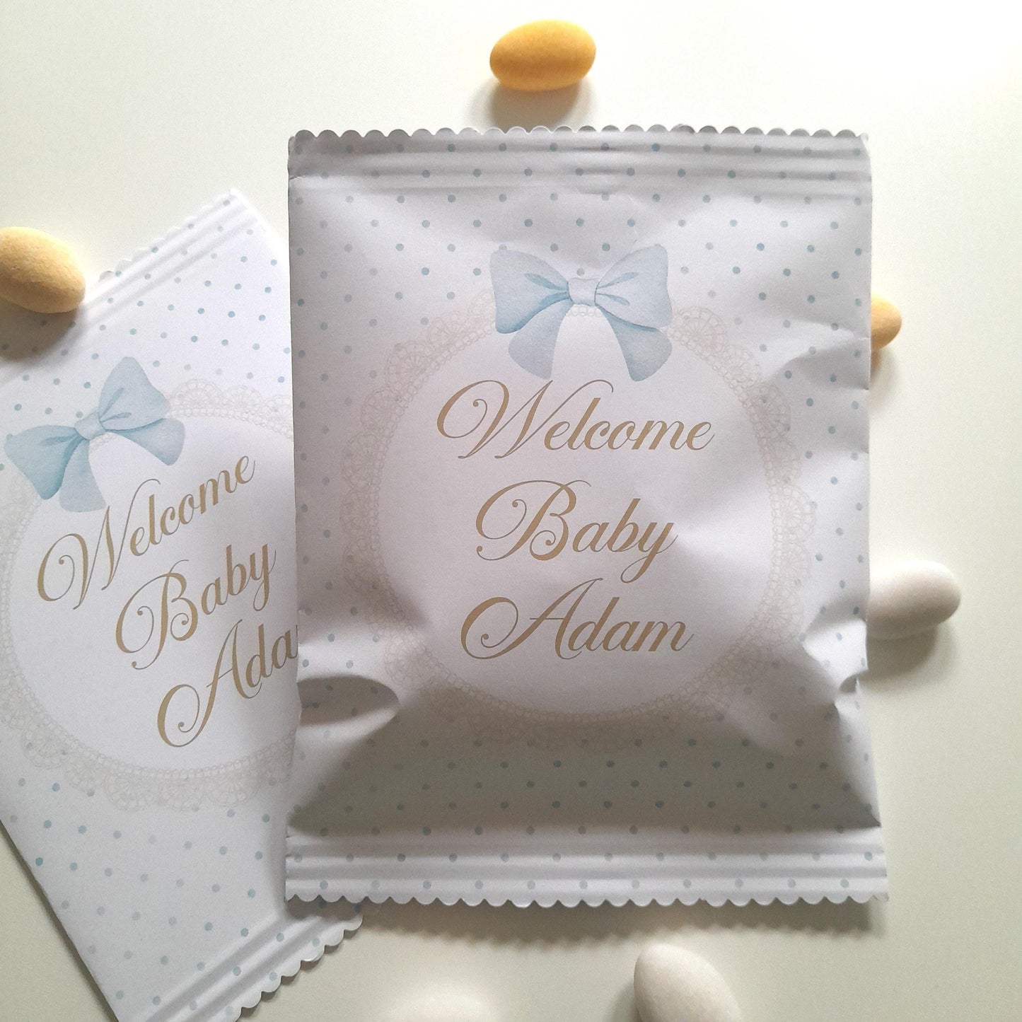 Personalised Welcome Baby Boy Party Bags – Treat Favours (Pack of 10)