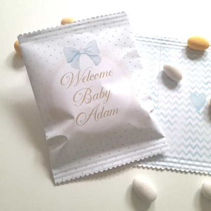 Personalised Welcome Baby Boy Party Bags – Treat Favours (Pack of 10)