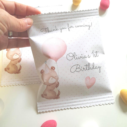 Baby Bear 1st Birthday Party Favour Bags – Personalised Pack of 10