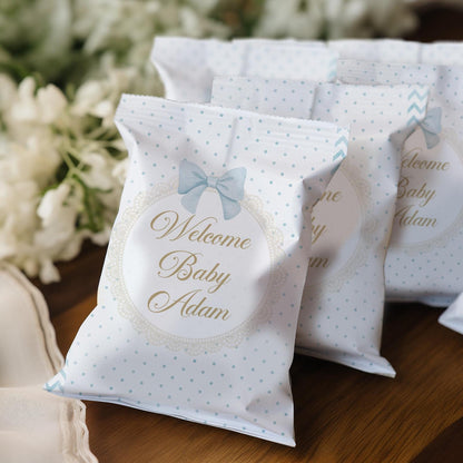 Personalised Welcome Baby Boy Party Bags – Treat Favours (Pack of 10)