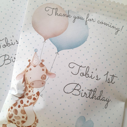 Custom Giraffe Birthday Party Bags for Boys – Pack of 10