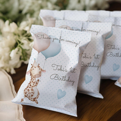 Custom Giraffe Birthday Party Bags for Boys – Pack of 10