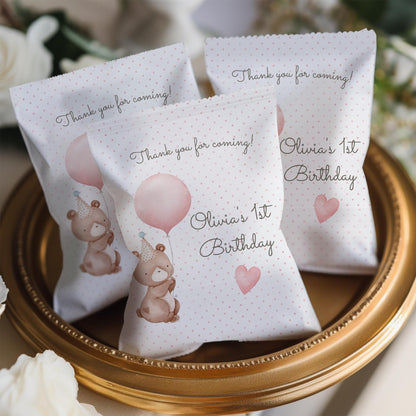 Baby Bear 1st Birthday Party Favour Bags – Personalised Pack of 10